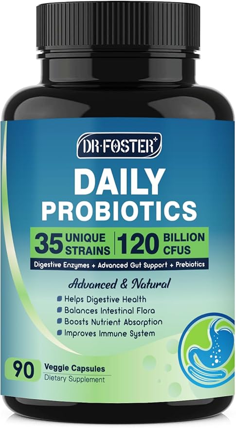 Probiotics for Women-Men Digestive Health with 120 Billion CFUs, Prebiotics and Probiotics for Women-Men, Digestive Enzymes, Nutrient Absorption, Immune Support, 90 Veggie Caps (45 Days Supply)