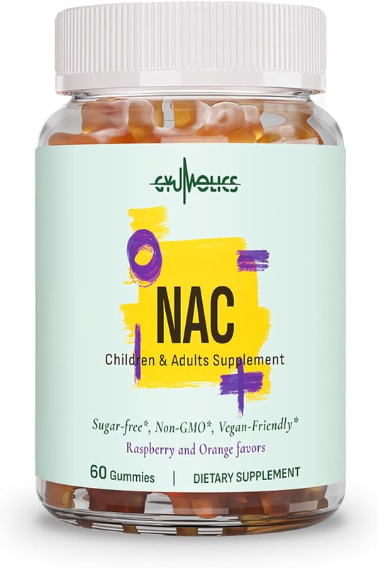 NAC Supplement 1000mg for Adults & 500mg for Kids, N-Acetyl Cysteine Ethyl Ester Gummies, Synergistic Antioxidant, Vegan, Sugar-Free 60 Gummies