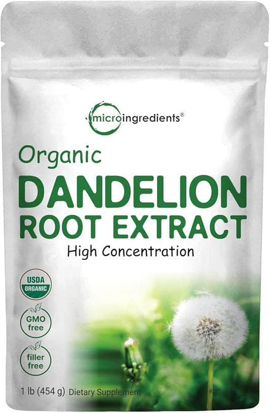 Organic Dandelion Root Tea Powder, 1lb (16oz) | Up to 450 Servings | Pure Dark Roasted Dandelion Root Supplement for Tea | Herbal Extract for Digestion & Immune Support | Caffeine Free, Non-GMO