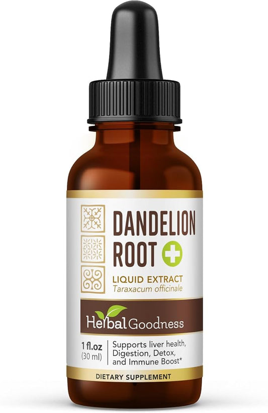Herbal Goodness Dandelion Root Extract Liquid – Organic Herbal Supplement for Liver Health & Gut Support | Alcohol-Free Plant-Based Non-GMO, Vegan, Gluten Free Dandelion Root Tea Tincture 1 fl.oz