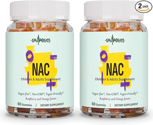 2Pcs NAC Supplement 1000mg for Adults & 500mg for Kids, N-Acetyl Cysteine Ethyl Ester Gummies, Antioxidant Support, Vegan, Non-GMO, Sugar-Free – 120 Gummies