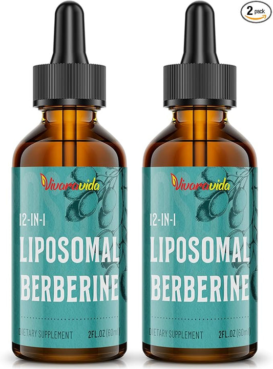 Berberine HCl Supplement 3000 mg - Liposomal Berberine HCl Liquid - AMPK Activator with Turmeric, Ceylon Cinnamon, 12 Natural Ingredients - 4 fl oz