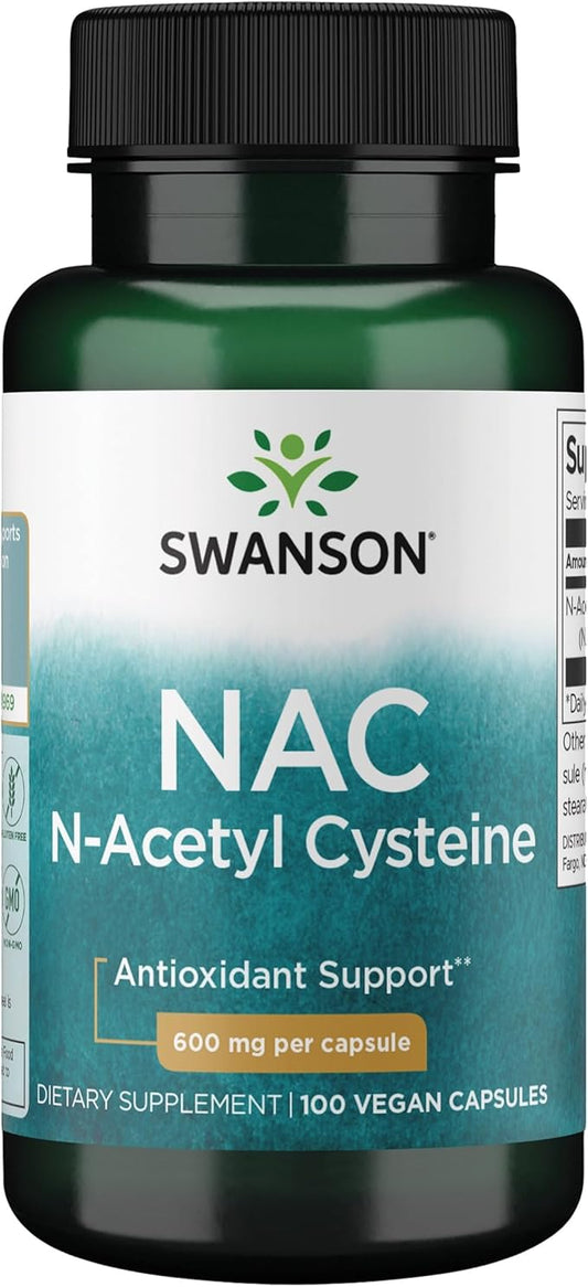 Swanson NAC N-Acetyl Cysteine Antioxidant Liver Support & Amino Acids Supplement 600 mg 100 Capsules