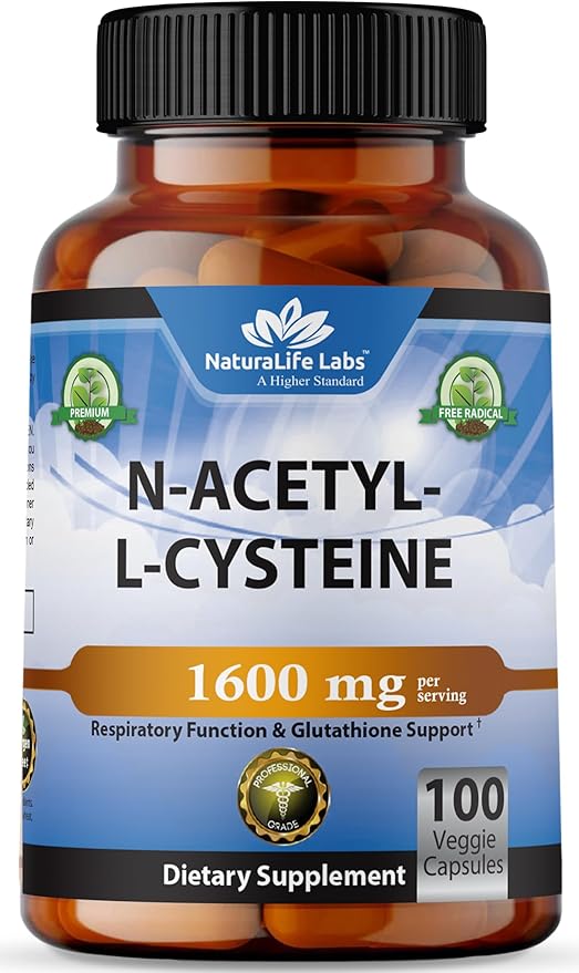 N-Acetyl-L-Cysteine (NAC) 1600 mg – Immune Support & Antioxidant Protection*, Helps Neutralize Free Radicals, Free Form, Exercise Performance – 100 Veggie Capsules