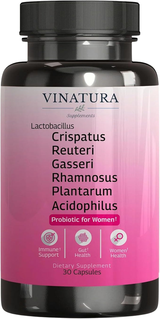 Lactobacillus Rhamnosus, Reuteri, Gasseri, Plantarum, Crispatus, Acidophilus Probiotics - Probiotics for Women *USA Made & Tested* Women Vaginal Health, Gut and Digestive Health - 30 Capsules