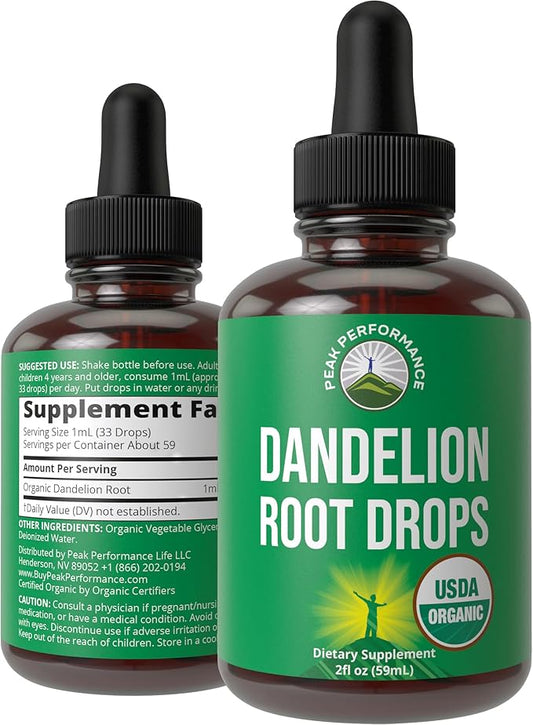 Dandelion Root Extract. USDA Organic Vegan Herbal Liquid Tincture Dandelions Supplement for Women and Men. Leaf Tonic for Immune, Liver, Gut Health. Zero Sugar, Gluten Free Supplements Not Capsules