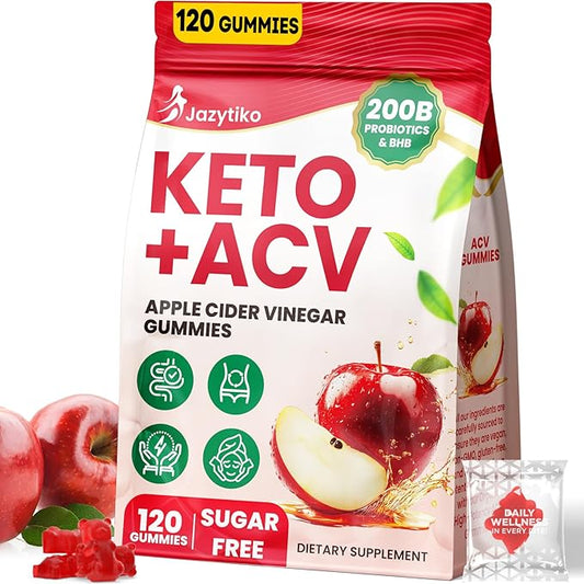 Apple Cider Vinegar Gummies, Advanced ACV Gummy with Probiotics, BHB, B12 and Keto Support - Keto Acv Gummies for Detox, Metabolism, Digestion, Gut & Immune Health - Sugar Free, Vegan, 120 Counts