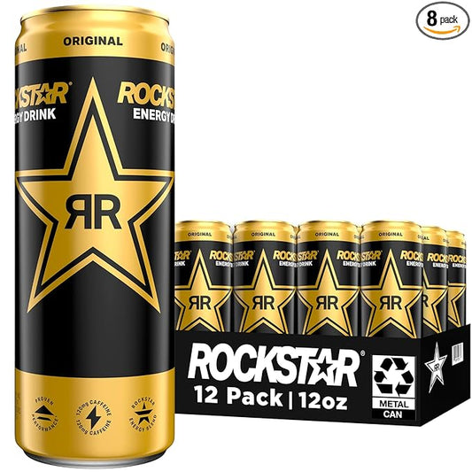 Rockstar Energy Drink, Original, 12oz Sleek Cans (Pack of 8)